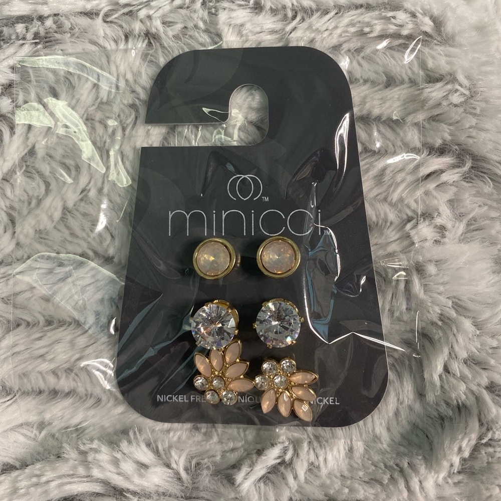 Minicci Nickel Free Earrings 3 pair